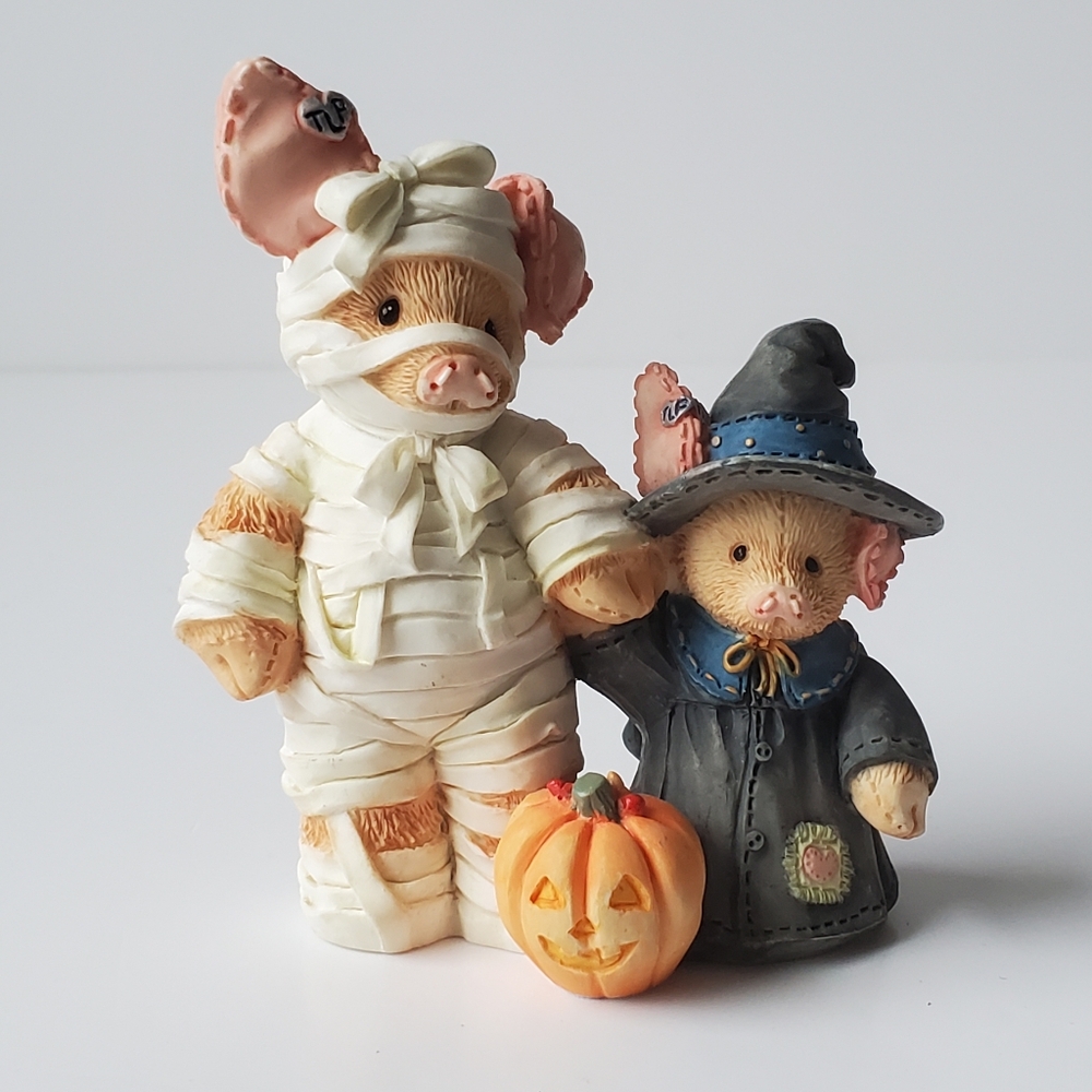 Vtg 1995 Enesco This Little Piggy Halloween Figurine #145734 w/ Box